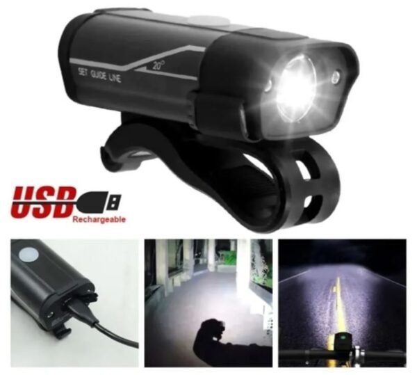 FAROL LED BIKE 350 LUMENS USB T6 BLACK